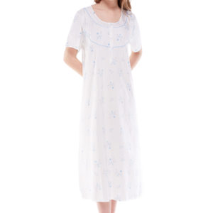short sleeve long cotton nightgown