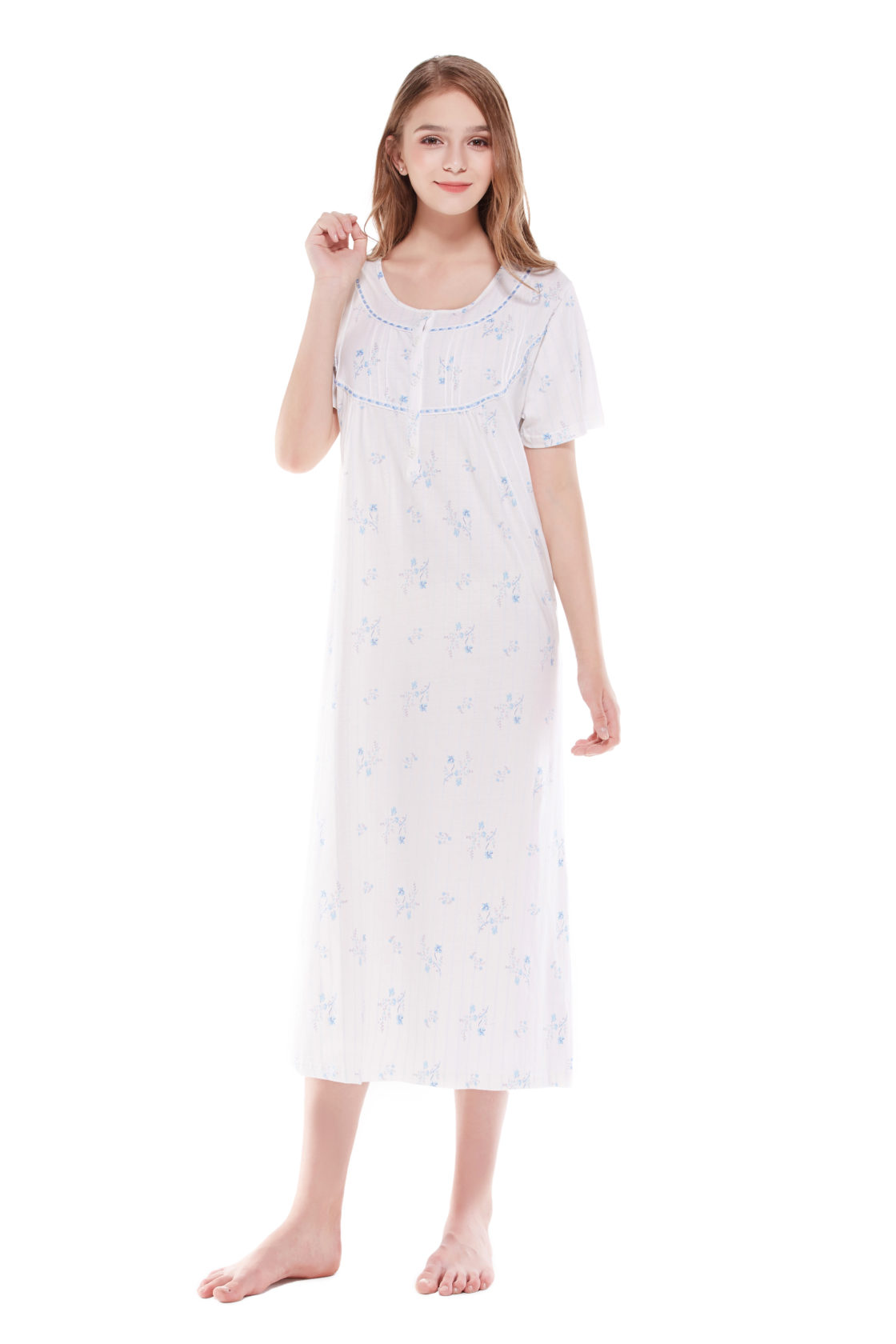 Keyocean Women Nightgowns 100 Cotton Short Sleeve Soft Lightweight Long Nightgowns Sleepwear