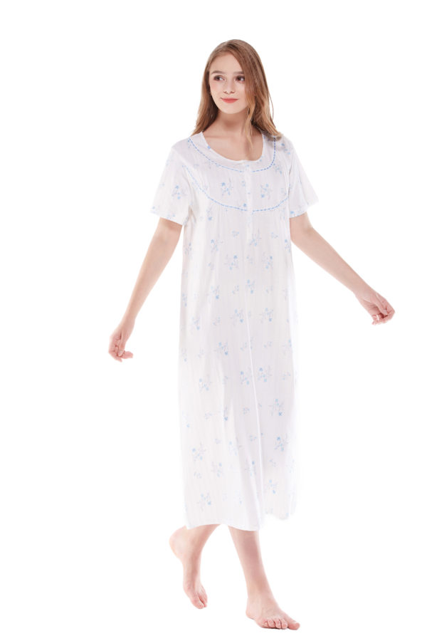 Keyocean Women Nightgowns 100 Cotton Short Sleeve Soft Lightweight Long Nightgowns Sleepwear 